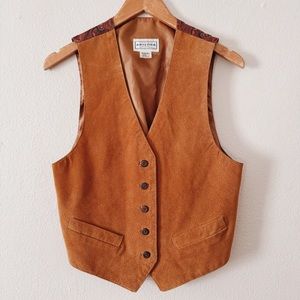 90s VINTAGE SUEDE LEATHER & PAISLEY VEST